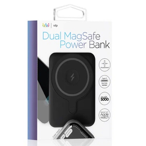 Аккумулятор внешний «vlp» Dual Magsafe PowerBank 5000 mAh, 3A, USB-C, черный