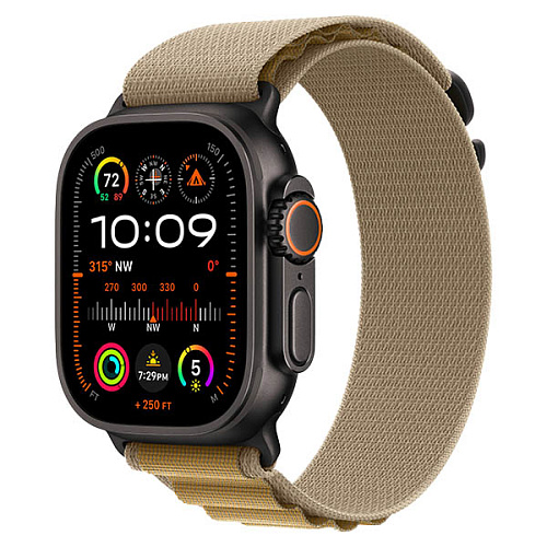 Apple Watch Ultra 2 2024, 49 мм, корпус из черного титана, Alpine Loop, коричневый, L