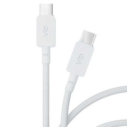 Дата-кабель "vlp" Nylon Cable USB C - USB C, 1.2м, белый