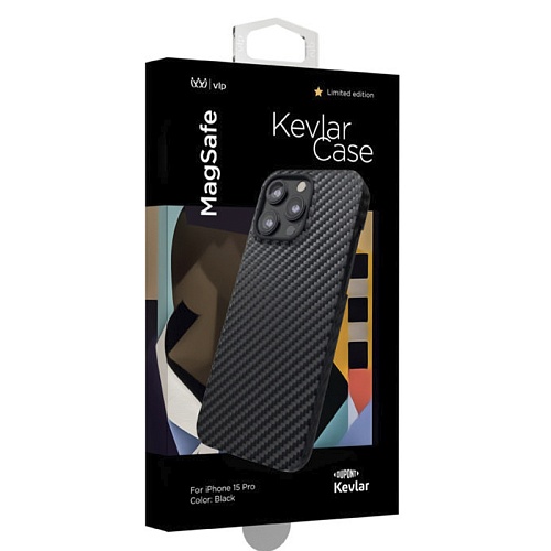 Чехол iPhone 15 Pro "vlp" Kevlar Case MagSafe, черный