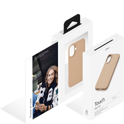 Чехол iPhone 17 uBear Touch Mag Case, MagSafe, латте