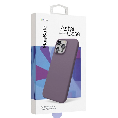 Чехол iPhone 15 Pro "vlp" Aster Case MagSafe, пудровый