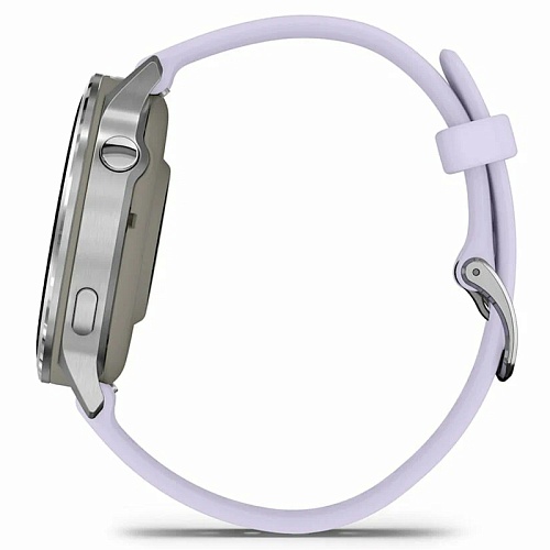 Спортивные часы Garmin Venu 4, 41 мм, корпус серебристый, силиконовый сиреневый ремешок