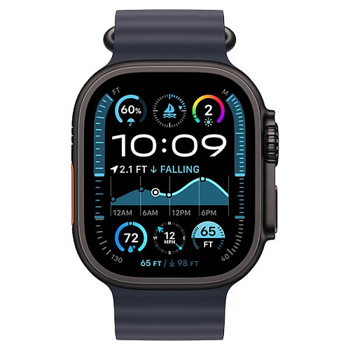 Apple Watch Ultra 2 2024, 49 мм, корпус из черного титана, Ocean Band, темно-синий