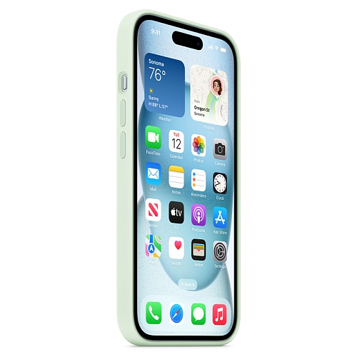 Чехол iPhone 15 Plus Apple Silicone Case MagSafe Soft Mint
