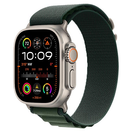 Apple Watch Ultra 2 2024, 49 мм, корпус из титана, Alpine Loop, темно-зеленый, S