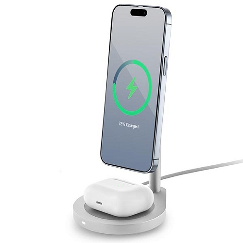 Беспроводная зарядная станция uBear Stage 2в1, серебристый