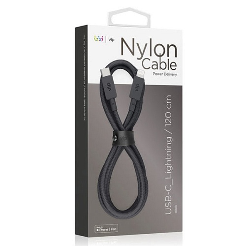 Дата-кабель "vlp" Nylon Cable USB С - Lightning MFI, 1.2м, черный