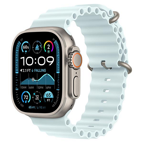 Apple Watch Ultra 2 2024, 49 мм, корпус из титана, Ocean Band, ледяной голубой