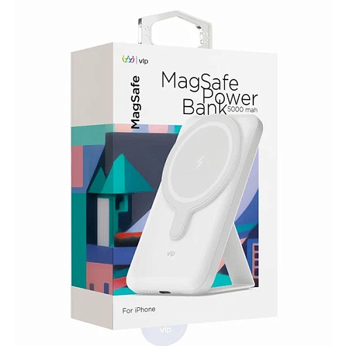 Аккумулятор внешний "vlp" Magsafe PowerBank 5000 mAh, 3A, USB-C, белый