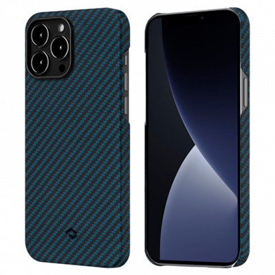 Чехол iPhone 13 Pro Pitaka MagEZ Case 2 карбон, черно-синий
