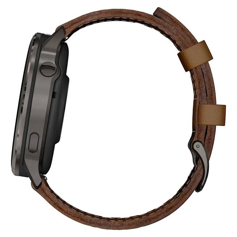 CMF Спортивные часы Garmin Venu 4, 45 мм, корпус графитовый, коричневый кожаный ремешок