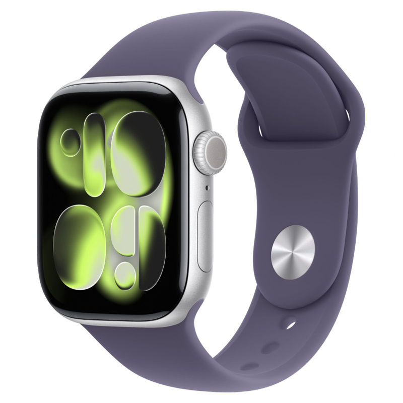 Apple Watch Series 11, 42 мм, корпус алюминий серебристый, Sport Band фиолетовый