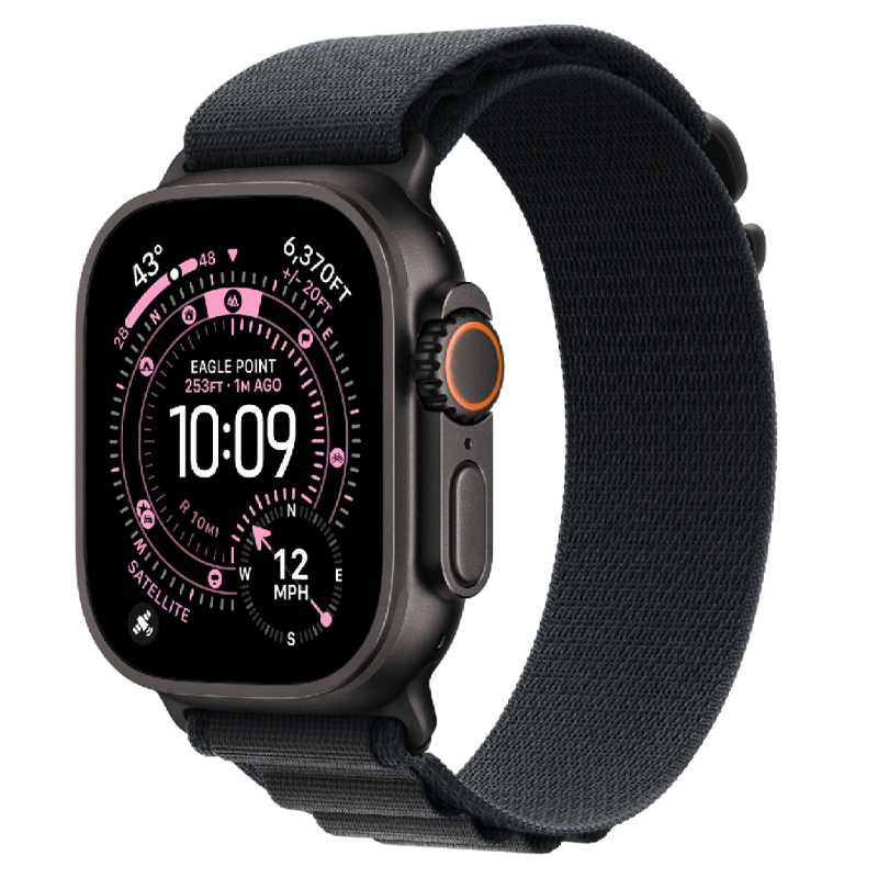 Apple Watch Ultra 3, 49 мм, корпус из титана черный, Alpine Loop черный