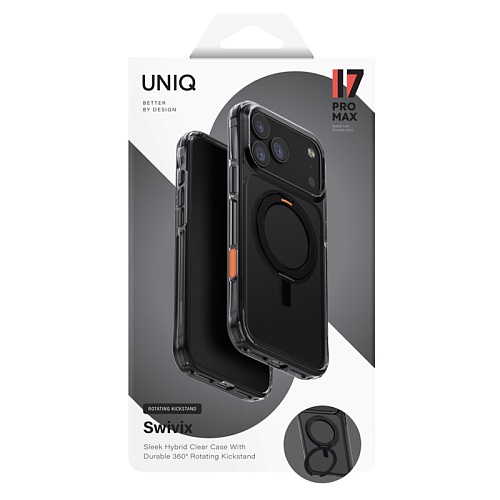 Челох iPhone 17 Pro Max Uniq Swivix with 360-Rotating stand Magsafe, черный