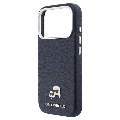 Чехол iPhone 17 Pro Max Lagerfeld PU Saffiano FW NFT Karl&Choup metal&Cam MagSafe, синий