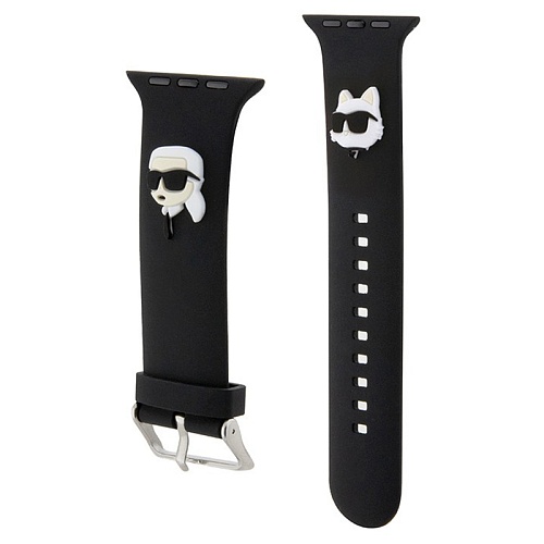 Ремешок Apple Watch 42/41/40 mm Lagerfeld 3D Rubber NFT Karl & Choupette heads, черный