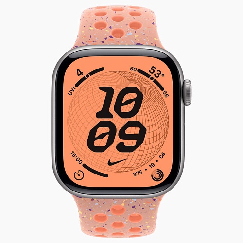 Apple Watch Series 11, 42 мм, корпус алюминий космический серый, Nike Sport Band, альпийский розовый