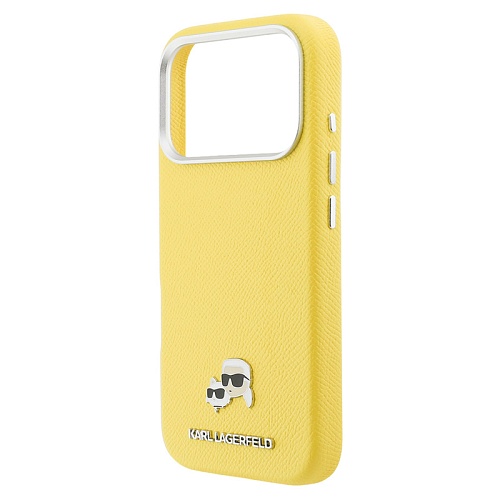 Чехол iPhone 17 Pro Max Lagerfeld PU Saffiano FW NFT Karl&Choup metal&Cam MagSafe, желтый