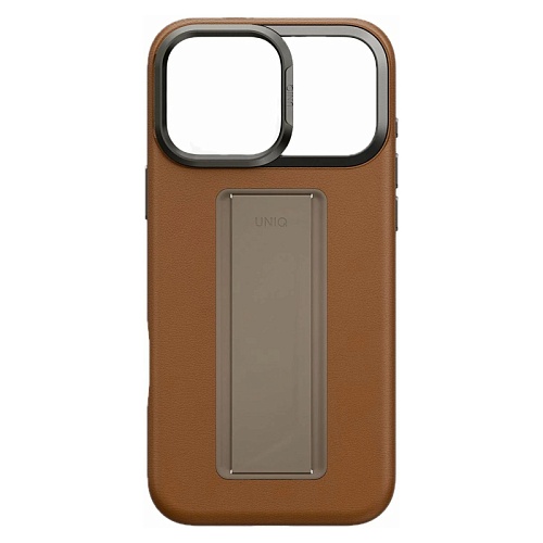 Чехол iPhone 17 Pro Max Uniq Heldro PRO Leatherette + FlexGrip & Camera stand MagSafe, карамельный