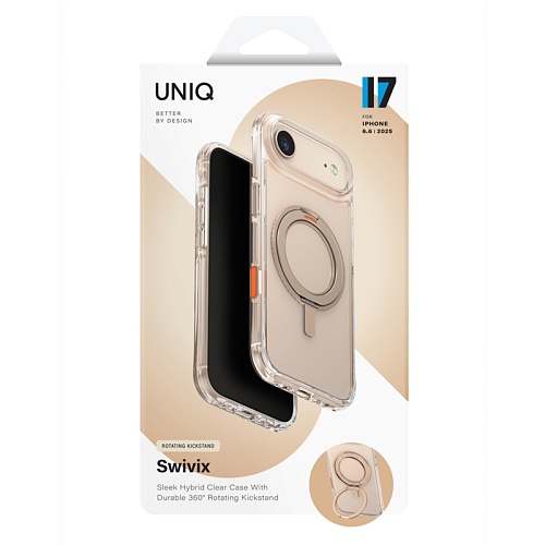 Чехол iPhone Air Uniq Swivix with 360-Rotating stand Taupe Magsafe, золотой