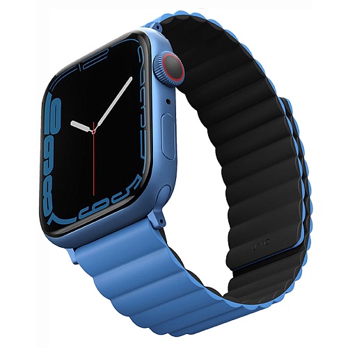 Ремешок Apple Watch 49/46/45/44mm Uniq Revix reversible Magnetic, синий/черный