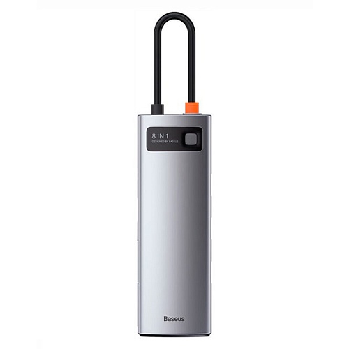 Хаб Baseus Metal Gleam Series 8-In-1 TYPE-C/3USB/HDMI/MicroCD/TF/RJ45, серый