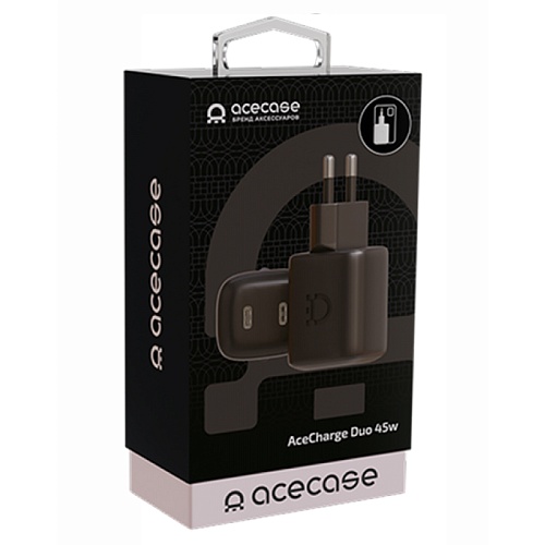 Сетевое Зарядное Устройство AceCharger Duo 45W, 2 Ports (USB-C to USB-C), черный