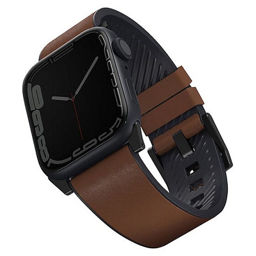 Ремешок Apple Watch 49/46/44mm Uniq Straden Waterproof Leather/Silicone, коричневый