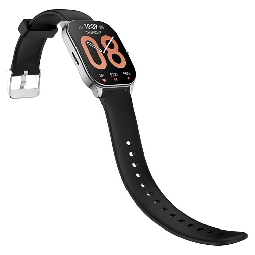 Умные Часы Xiaomi Amazfit Pop 3S, серебристый корпус, черный ремешок