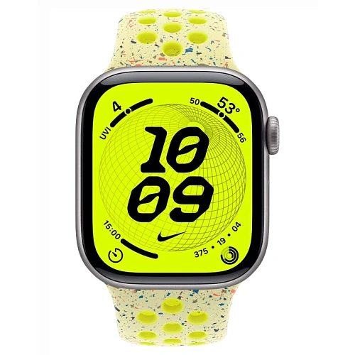 Apple Watch Series 11, 42 мм, корпус алюминий космический серый, Nike Sport Band, желтый
