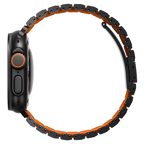 Ремешок Uniq Apple Watch 49/46/45/44 mm Strova Flex Steel Band, черный/оранжевый
