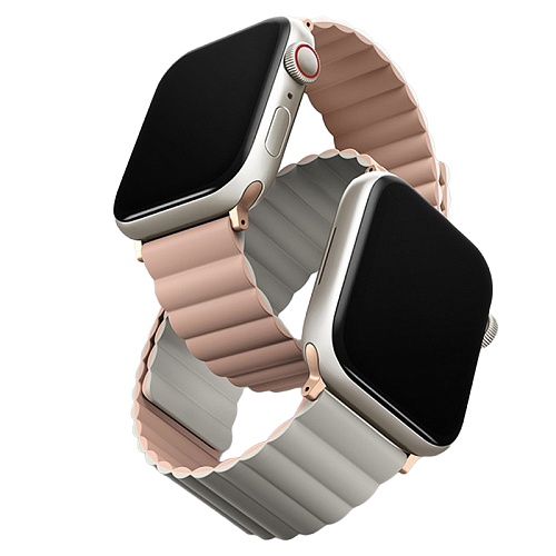 Ремешок Apple Watch 40/41/42mm Uniq Revix reversible Magnetic, розовый/бежевый