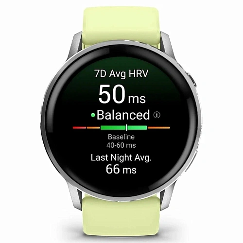 Спортивные часы Garmin Venu 4, 45 мм, корпус серебристый, силиконовый лимонный ремешок