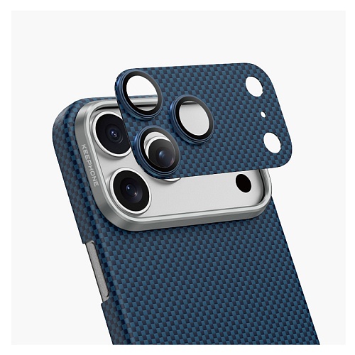 Линзы Защитные На Камеру Для iPhone 17 Pro Max Keephone Kevlar Lens, Синий