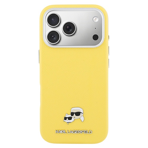 Чехол iPhone 17 Pro Max Lagerfeld PU Saffiano FW NFT Karl&Choup metal&Cam MagSafe, желтый