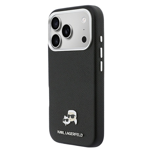 Чехол iPhone 17 Pro Lagerfeld PU Saffiano FW NFT Karl&Choup metal & Cam MagSafe, черный