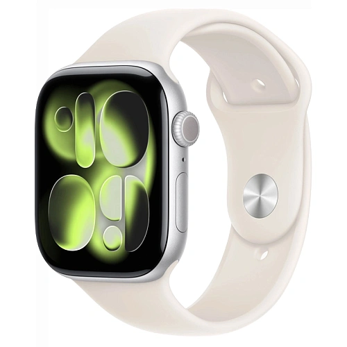 Apple Watch Series 11, 46 мм, корпус алюминий серебристый, Sport Band сияющая звезда