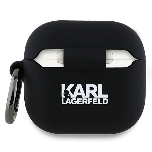 Чехол Airpods 4 Lagerfeld Silicone case with ring NFT 3D Choupette, черный