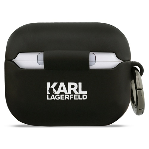 Чехол для Airpods Pro 3 Lagerfeld Silicone case with ring NFT 3D Karl, черный