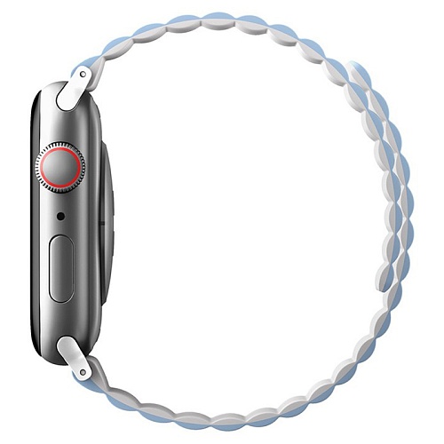 Ремешок Apple Watch 49/46/44mm Uniq Revix reversible Magnetic, белый/голубой