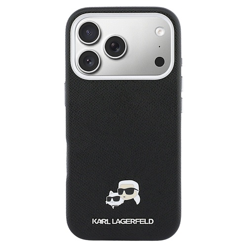 Чехол iPhone 17 Pro Lagerfeld PU Saffiano FW NFT Karl&Choup metal & Cam MagSafe, черный
