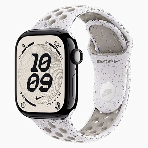 Apple Watch Series 11, 42 мм, корпус алюминий угольно-черный, Nike Sport Band, серый