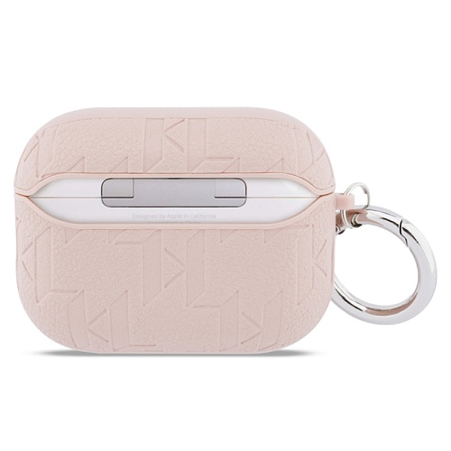 Чехол Airpods Pro 3 Lagerfeld PU Saffiano Monogram with ring NFT Metal Head Karl & Choup, розовый
