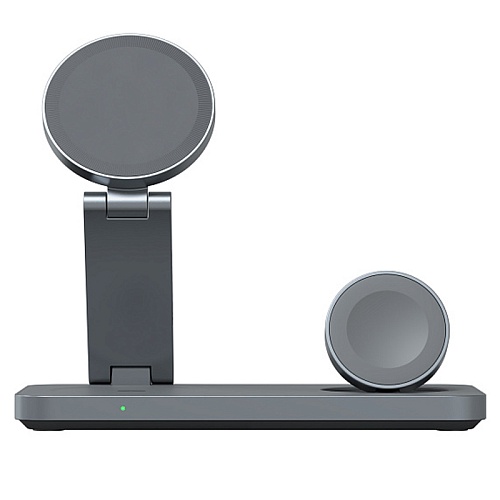 Беспроводное зарядное устройство Magssory Yoga 3в1, с MagSafe, совместимое с Qi2, темно-серый