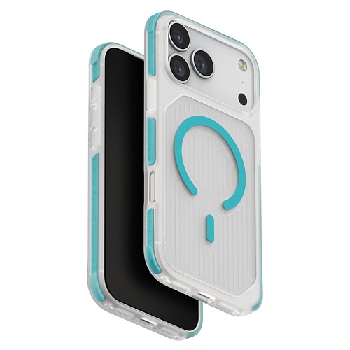 Чехол iPhone 17 Pro Max Uniq Combat Active Frost MagSafe, прозрачный/бирюзовый