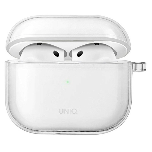 Uniq для Airpods 4 чехол Glase TPU case with carabin Clear