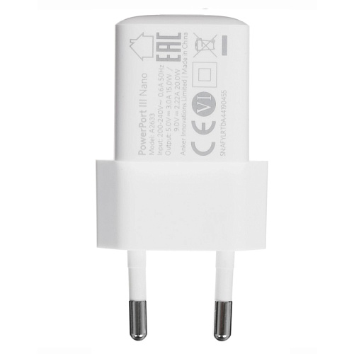 Сетевое Зарядное Устройство Anker PowerPort III Nano 20W USB-C, белый
