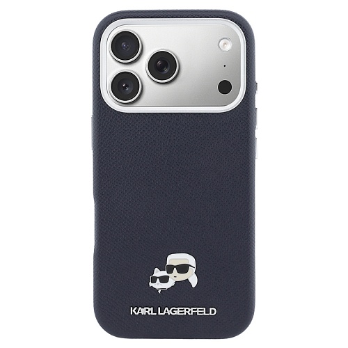 Чехол iPhone 17 Pro Max Lagerfeld PU Saffiano FW NFT Karl&Choup metal&Cam MagSafe, синий