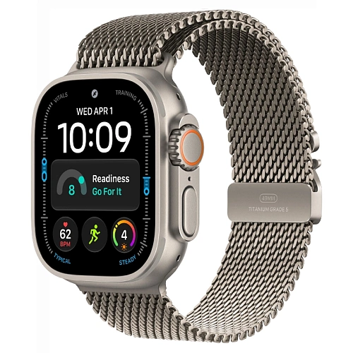 Apple Watch Ultra 4, 49 мм, корпус из натурального титана, Titanium Milanese Loop  